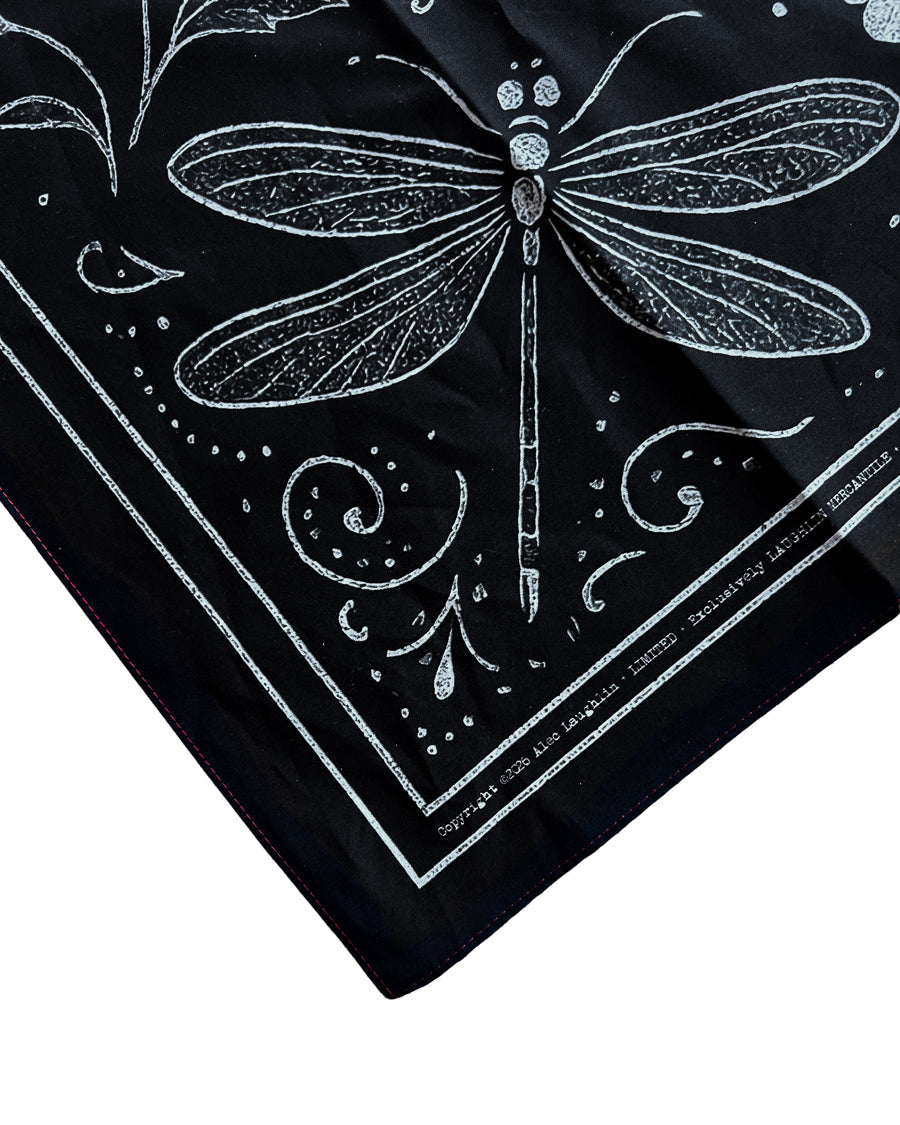 The Peonies, Dragonflies & Skulls Bandana ⚘