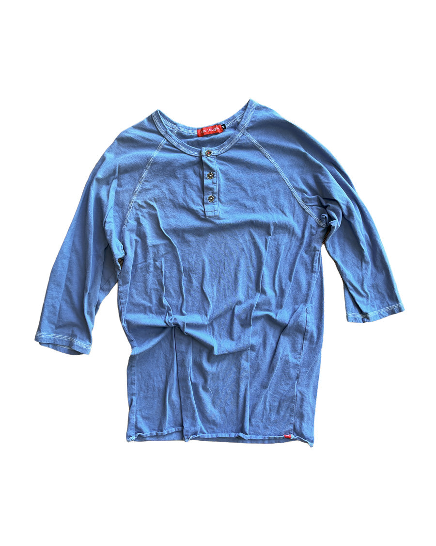 Light Blue 3/4 Sleeve Raglan Henley
