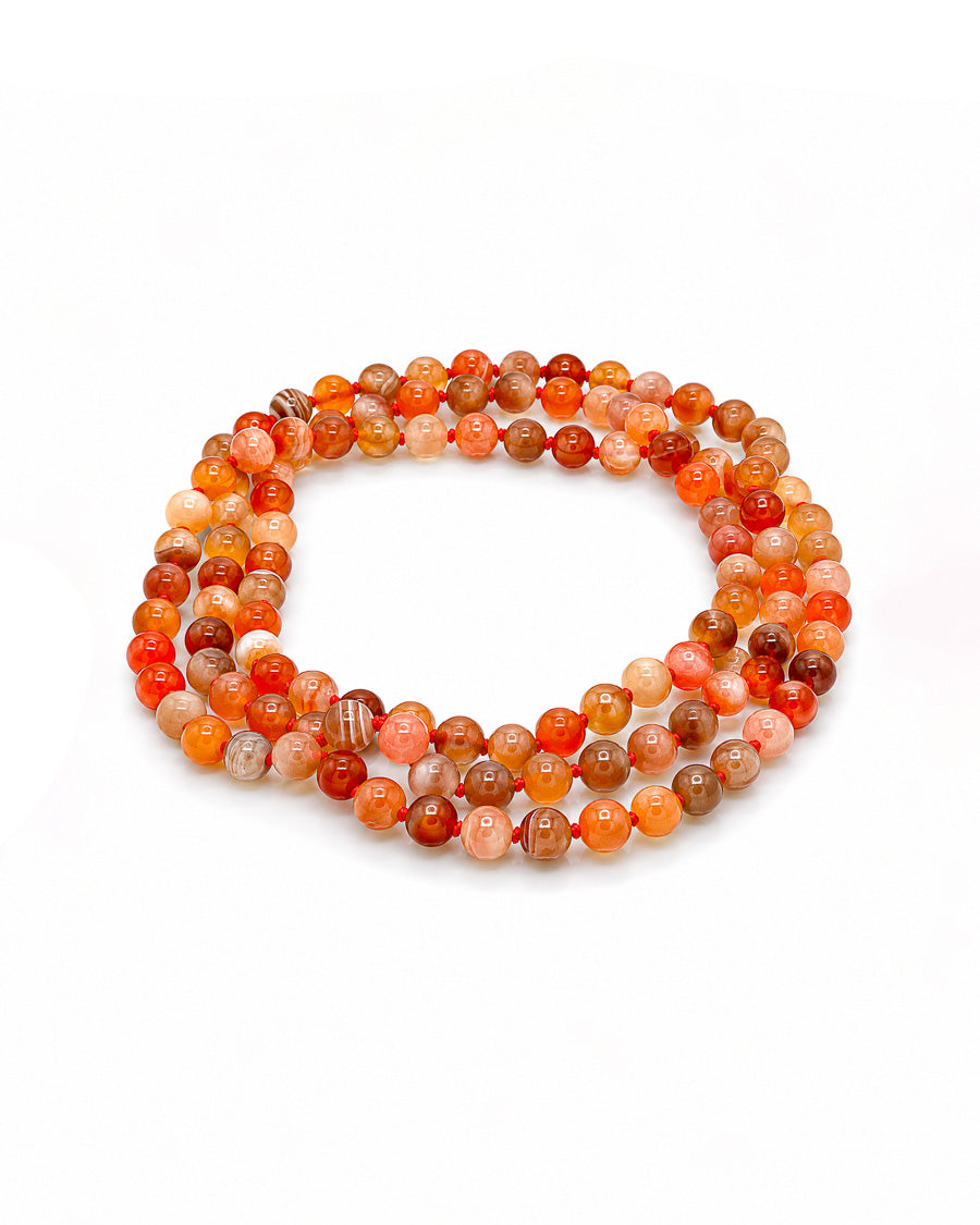 Agate Mala Bead Necklace