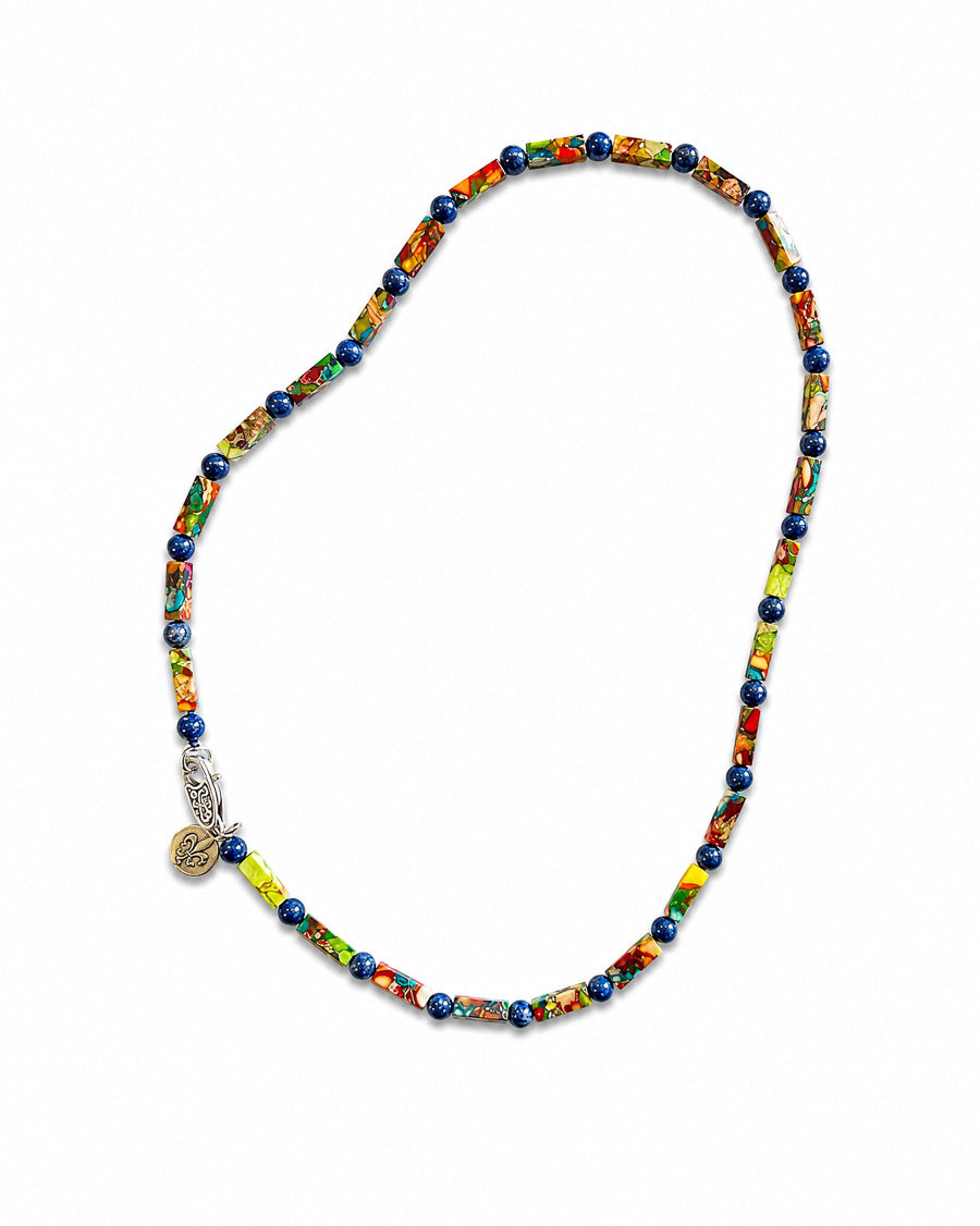 Alternating Rainbow Jasper and Sodalite Necklace