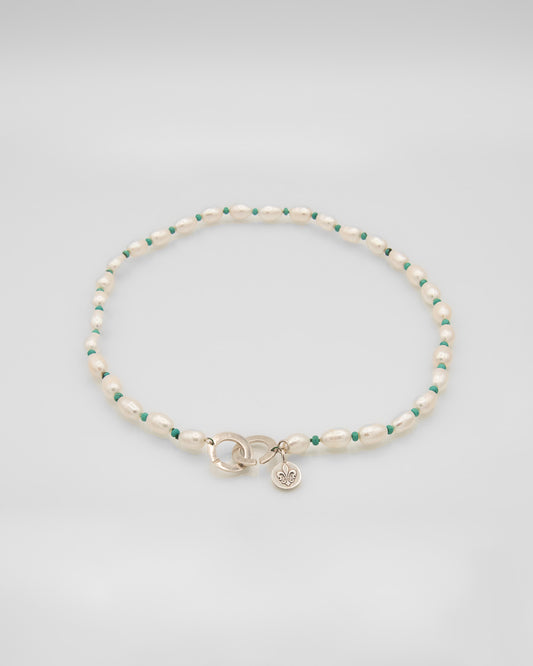 Biwa Pearl and Turquoise Necklace