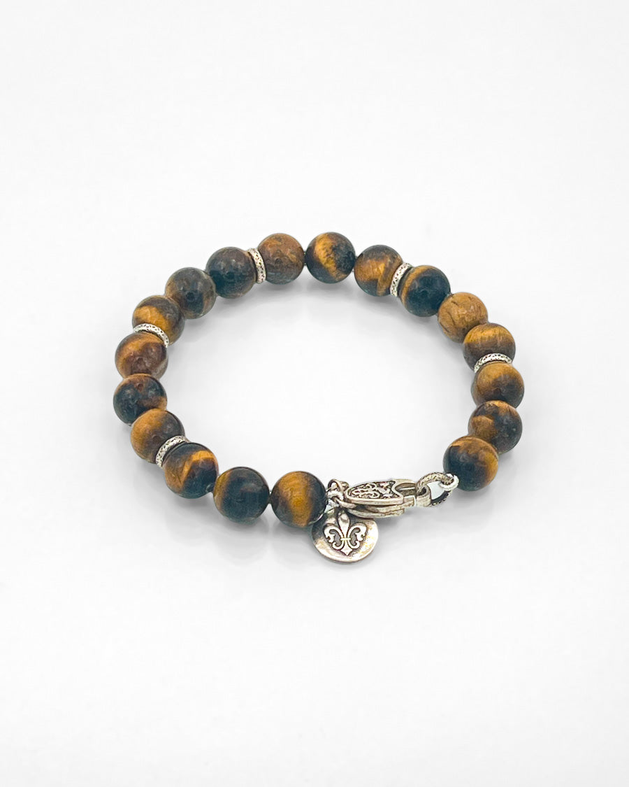 Brown Tiger Eye with Sterling Accents Bracelet