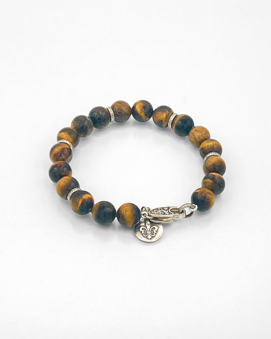 Brown Tiger Eye with Sterling Accents Bracelet