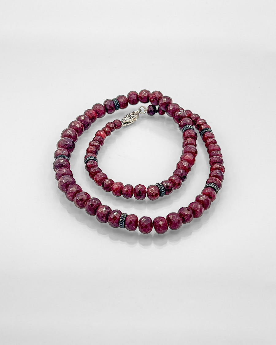 Faceted Ruby Bead Necklace