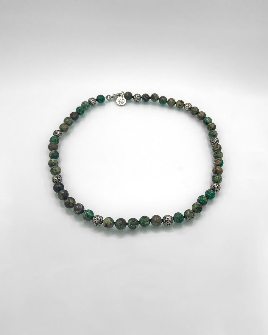 Green Jasper and Sterling Silver Necklace