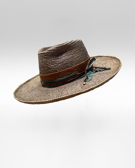 Tobacco-Stained Hand-Made Desert Straw Fedora