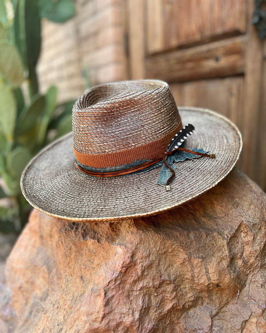 Tobacco-Stained Hand-Made Desert Straw Fedora