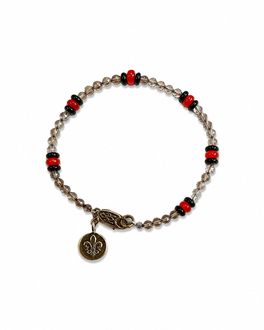 Labradorite, Orange Agate and Palm Seed Bracelet
