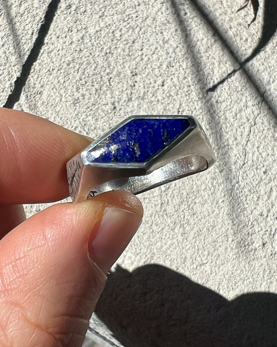 Sterling Silver Ring with Lapis Inlay