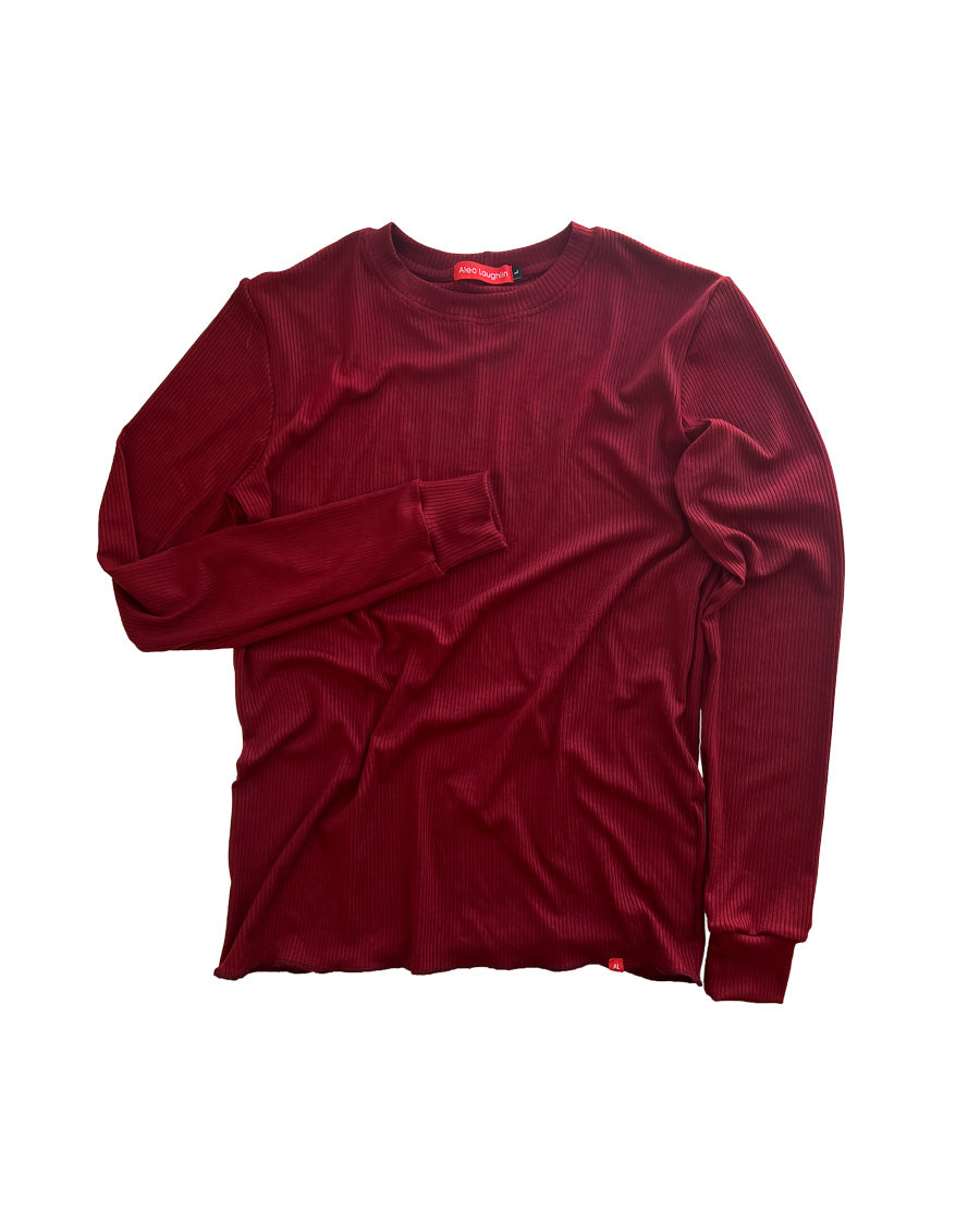 The Long Sleeve Ribbed Tencel Crew
