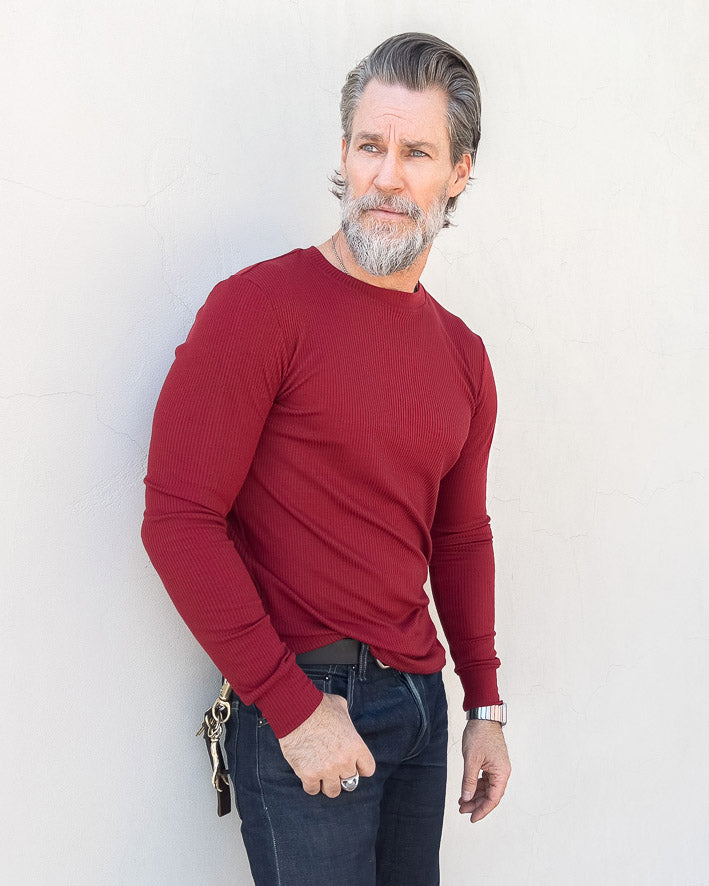 The Long Sleeve Ribbed Tencel Crew