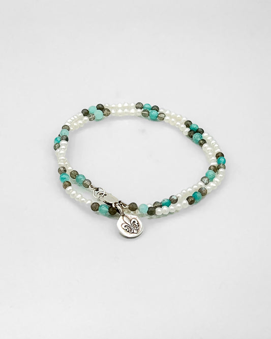 Pearl, Labradorite and Ammonite Beaded Choker