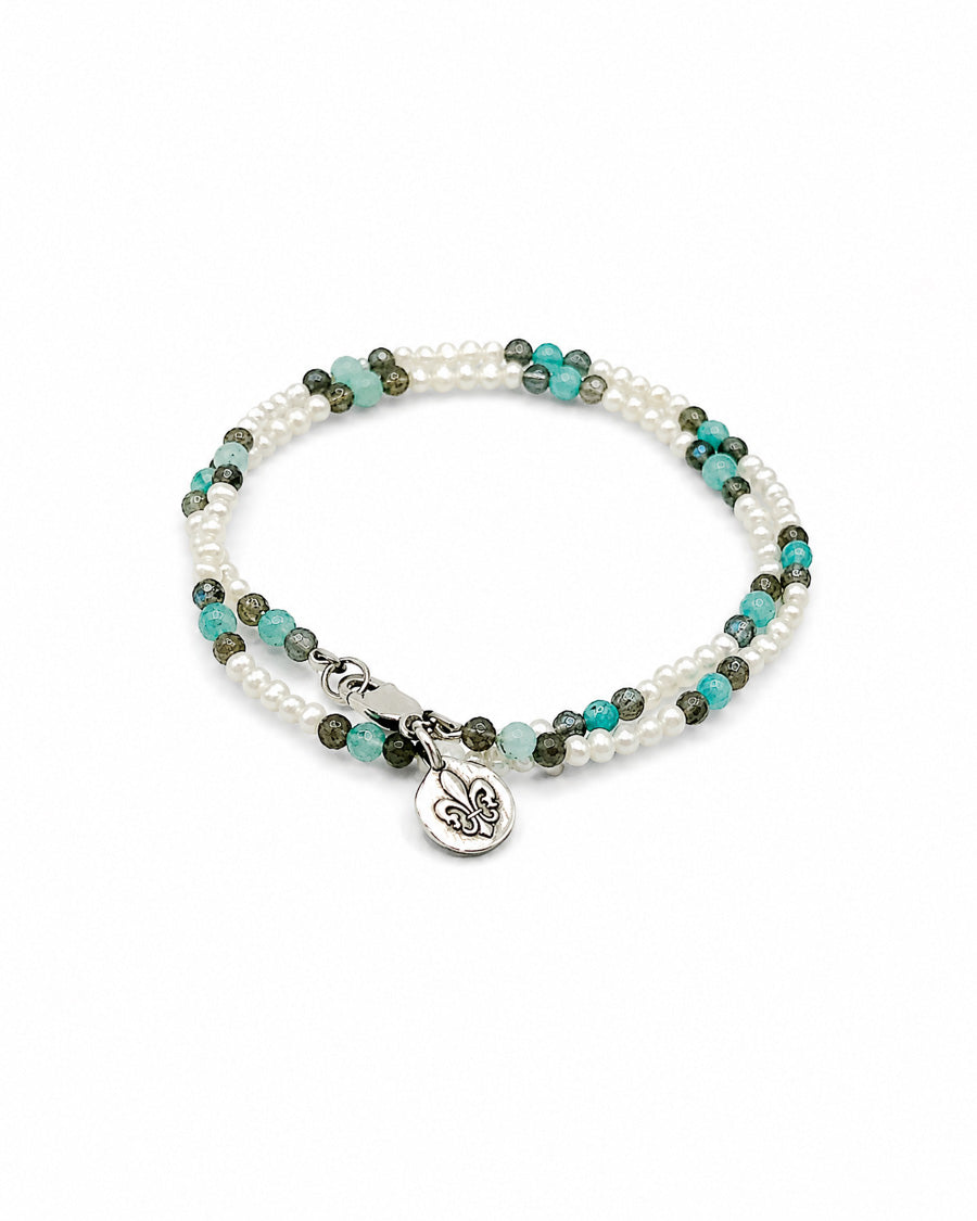Pearl, Labradorite and Ammonite Beaded Choker