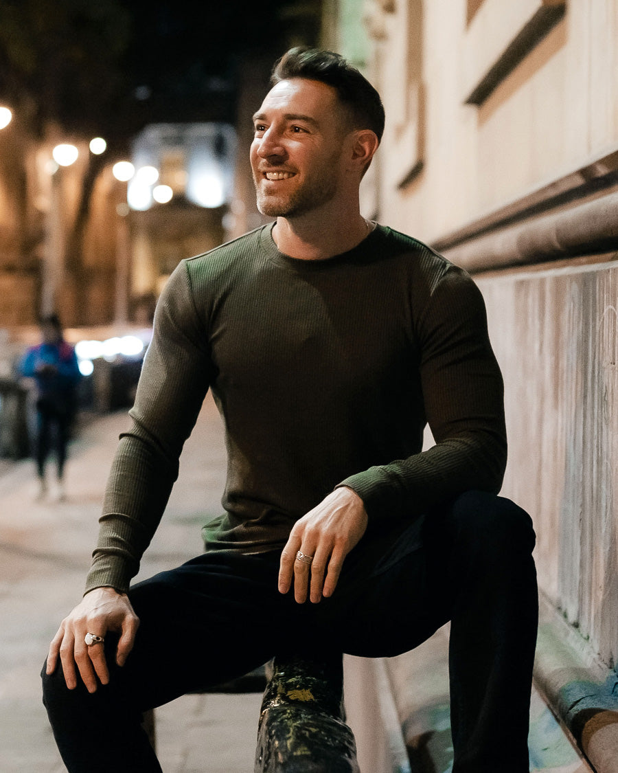The Long Sleeve Ribbed Tencel Crew