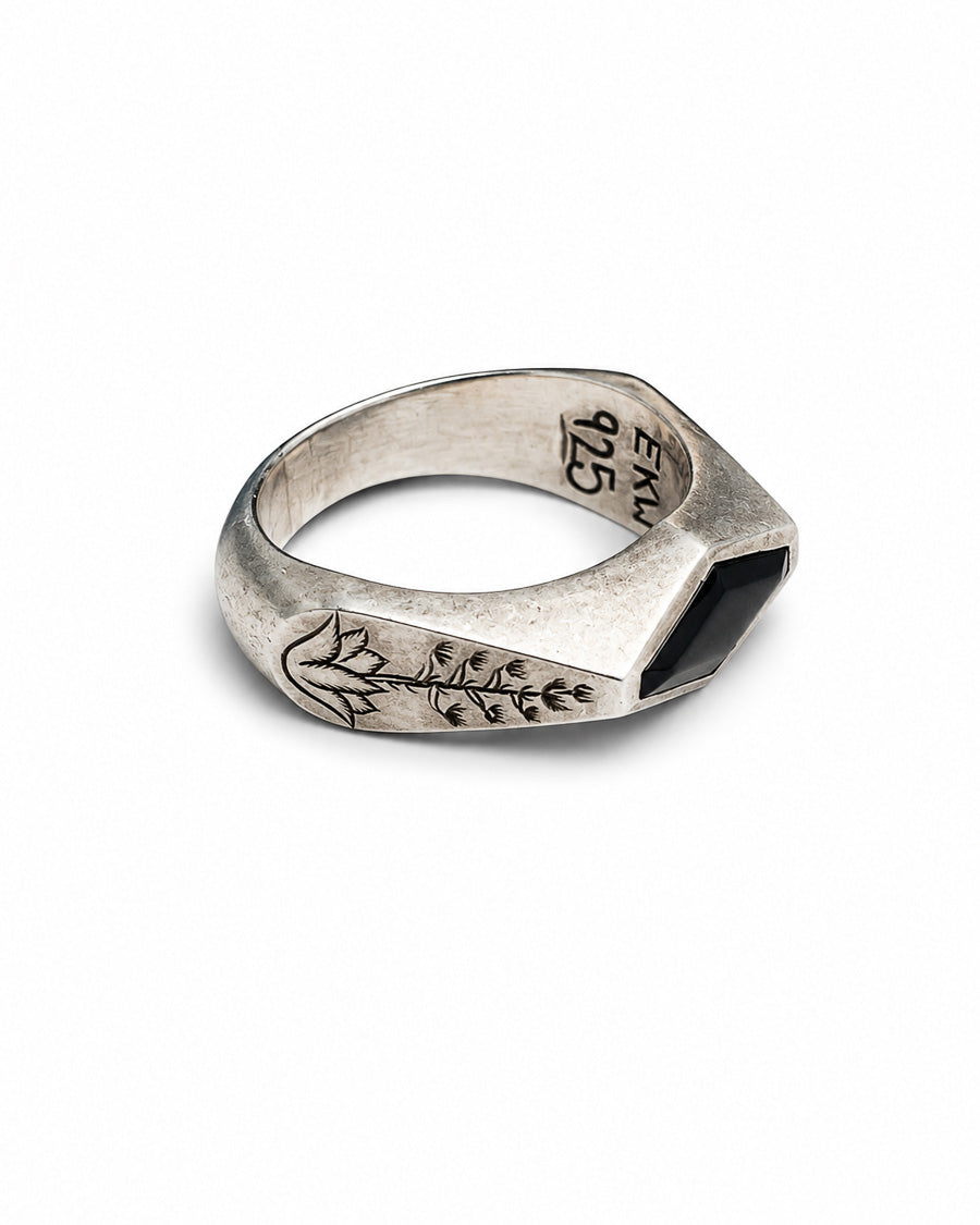 Sterling Silver Ring with Onyx Inlay