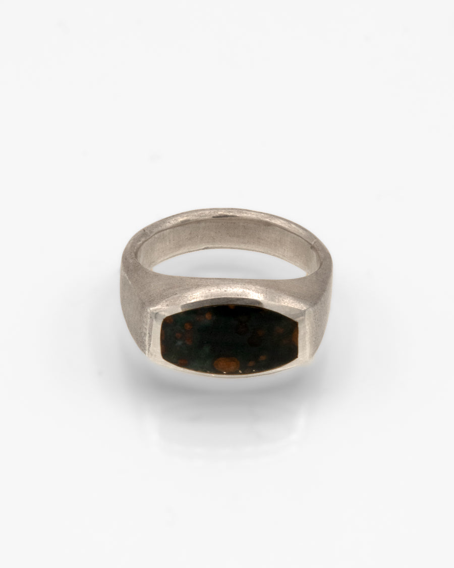 Sterling Silver Ring with Bloodstone Inlay