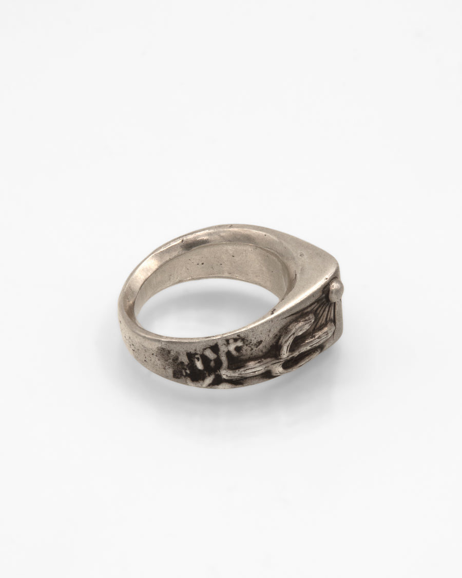 Sterling Silver Ring with Chrysoprase Inlay