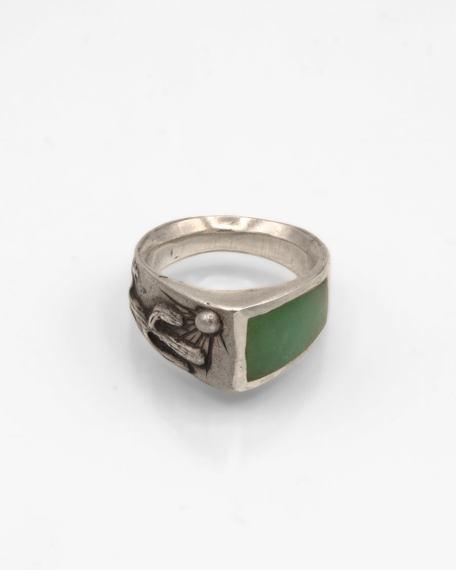 Sterling Silver Ring with Chrysoprase Inlay