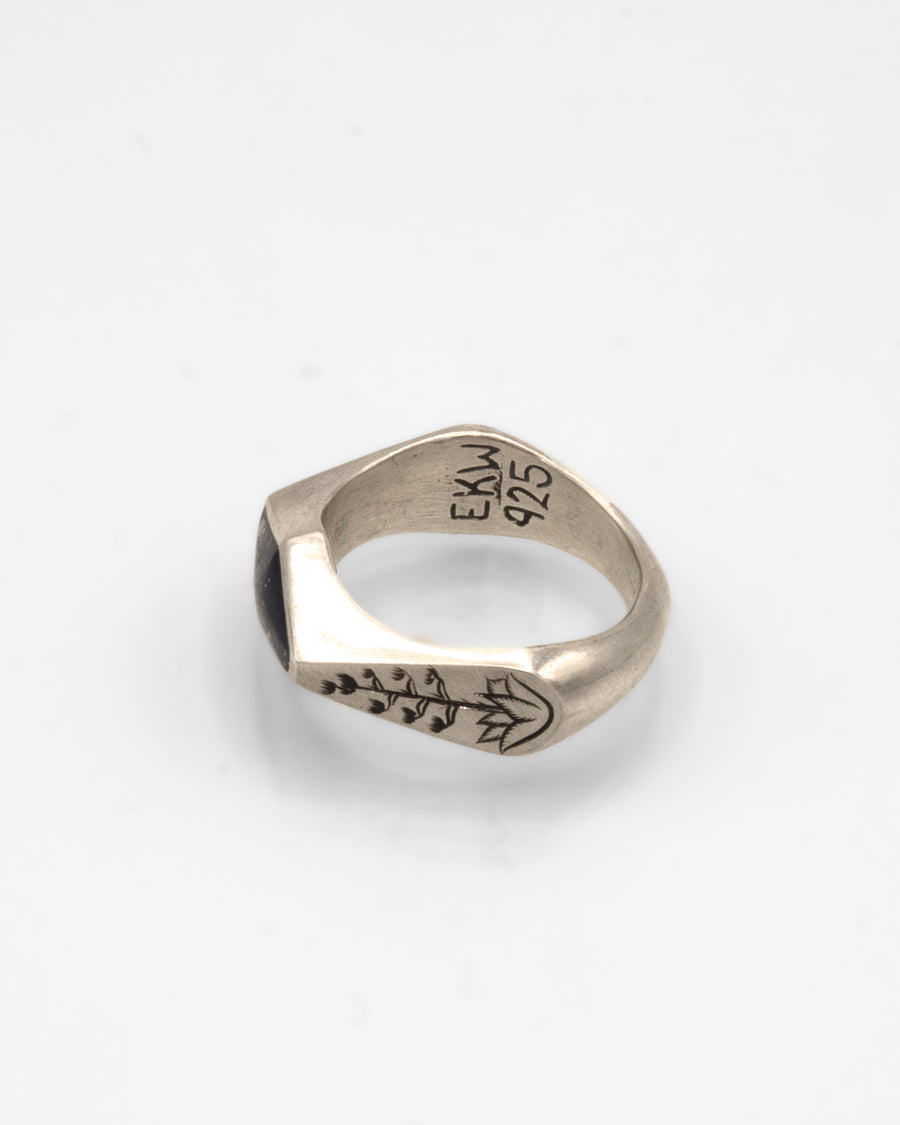 Sterling Silver Ring with Onyx Inlay