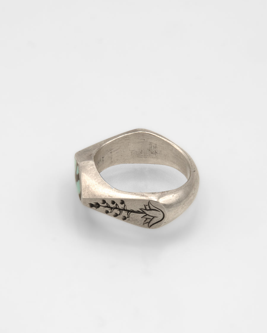 Sterling Silver Ring with Hubei Turquoise Inlay