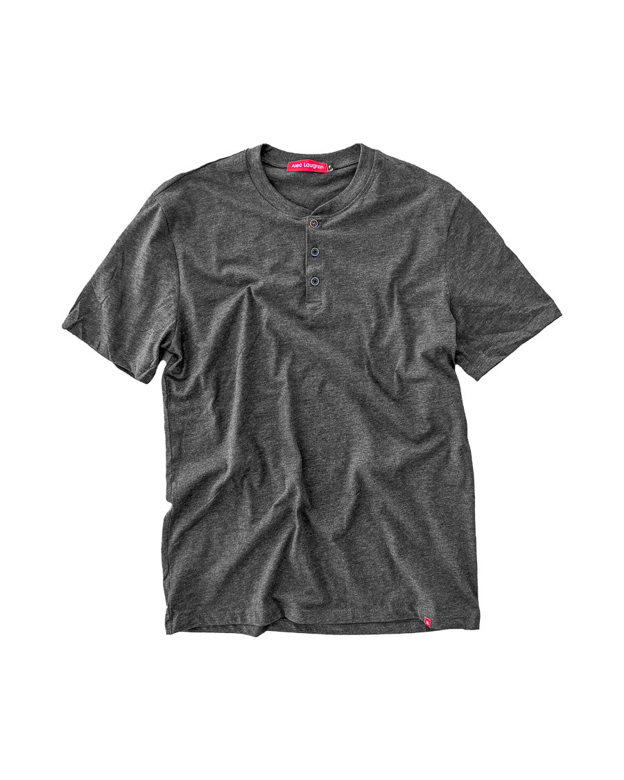 Short Sleeve Henley, Charcoal