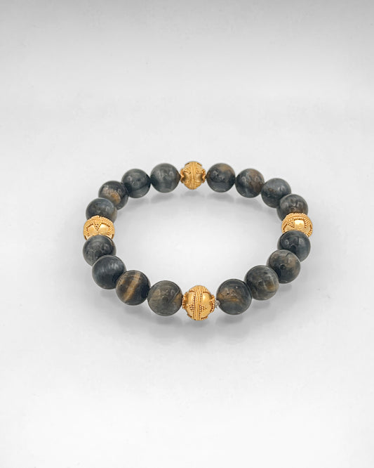 Tiger Eye Bracelet with Balinese Bead Accents