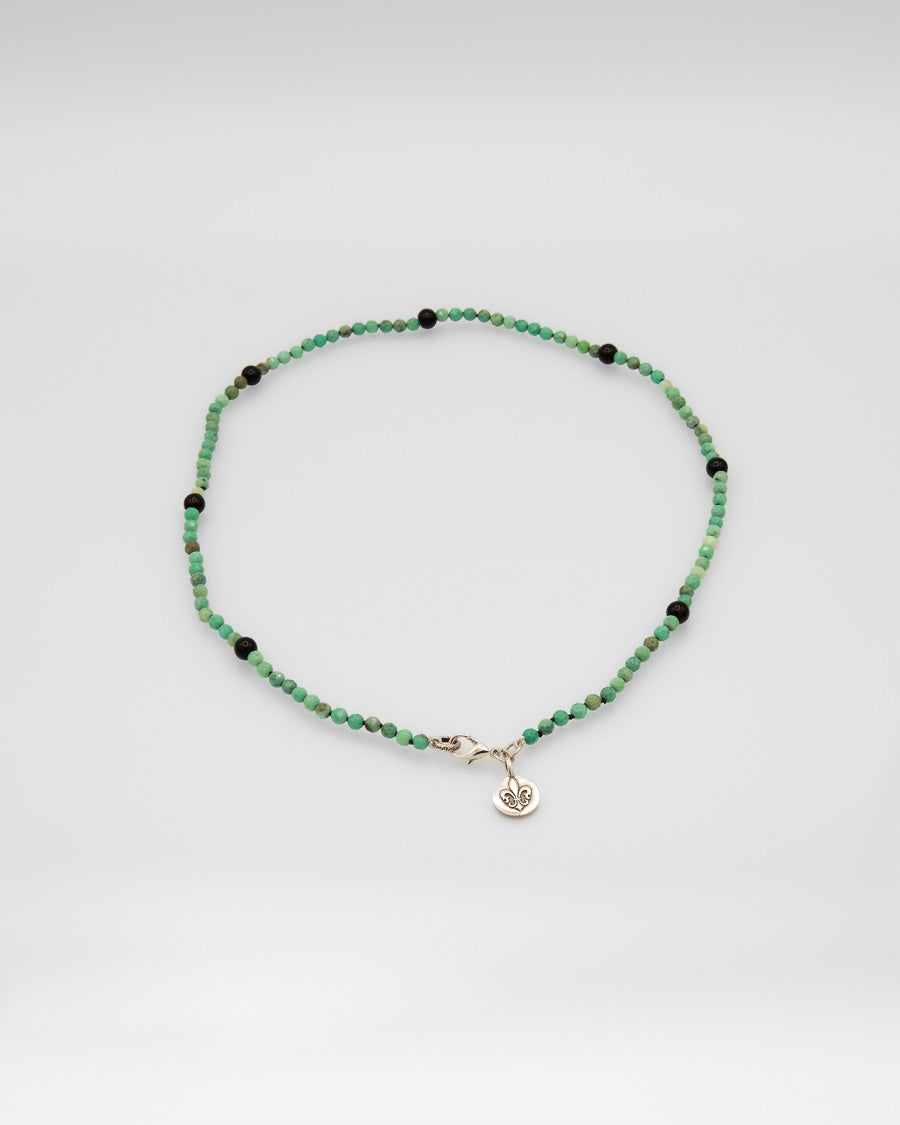 Faceted Turquoise Bead Necklace with Onyx Accents