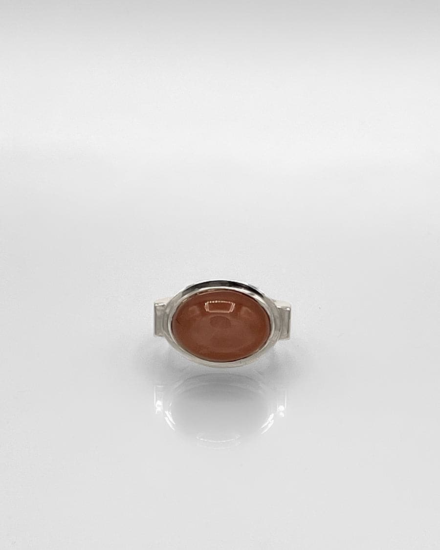 Sterling Silver Ring with Oval Stone in Bezel Mount
