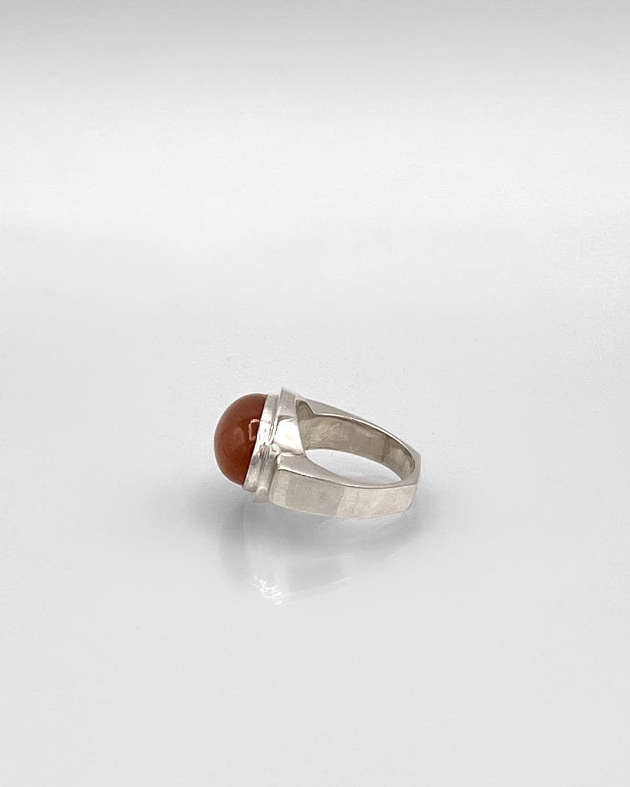 Sterling Silver Ring with Oval Stone in Bezel Mount
