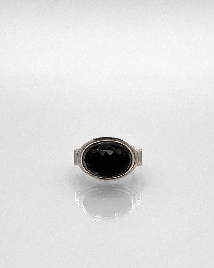 Sterling Silver Ring with Oval Stone in Bezel Mount