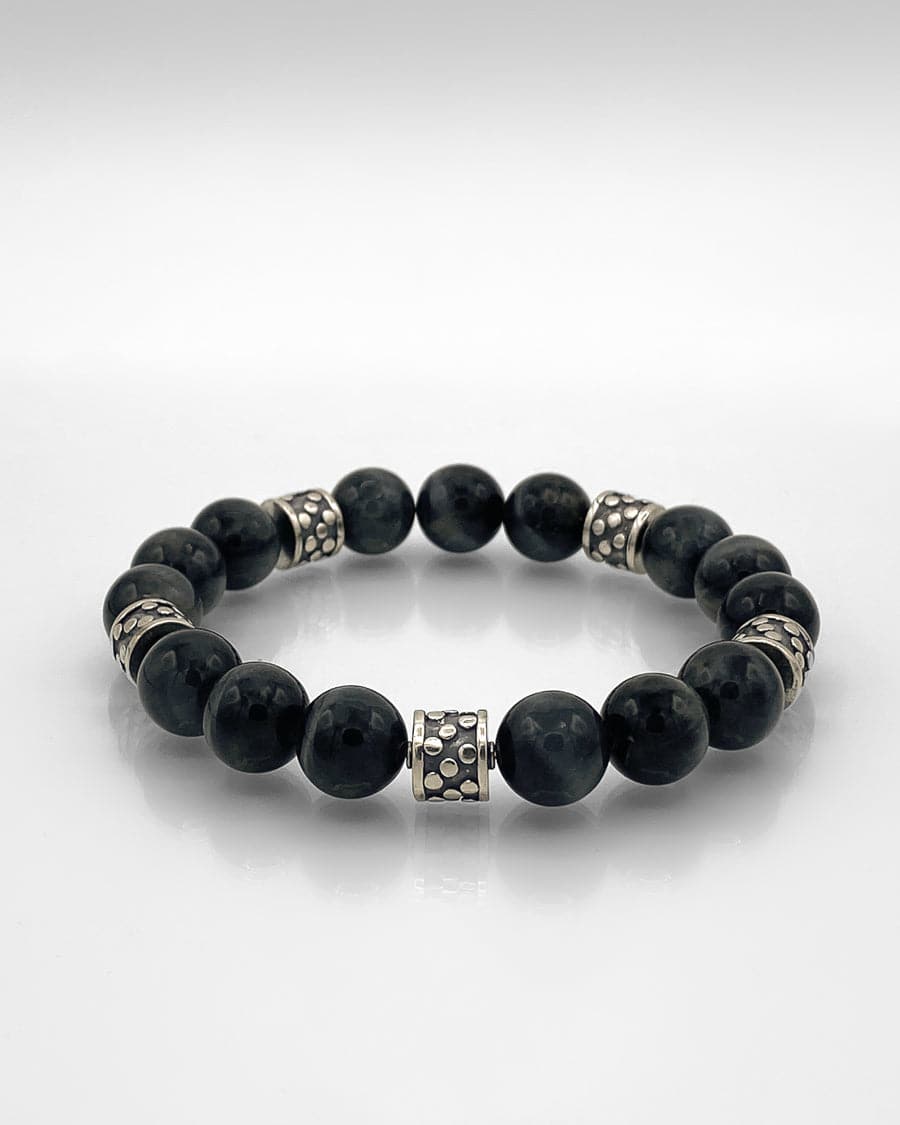 Blue Tiger Eye with Sterling Silver Beads Bracelet