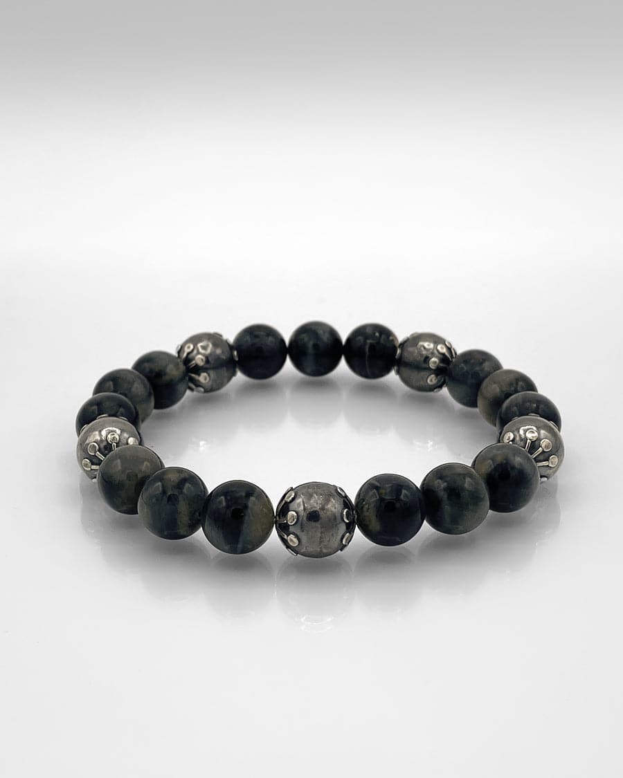 Blue Tiger Eye with Sterling Silver Beads Bracelet