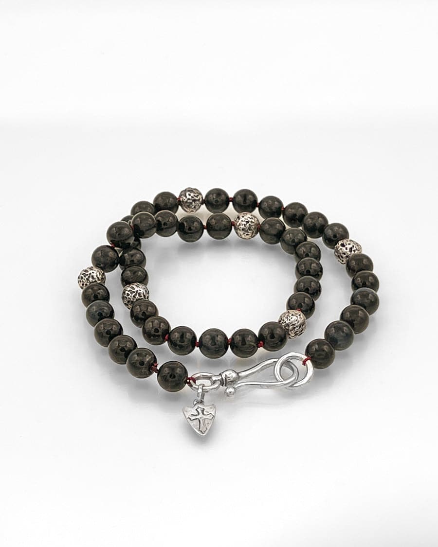 Dark Blue Tiger Eye & Sterling Necklace