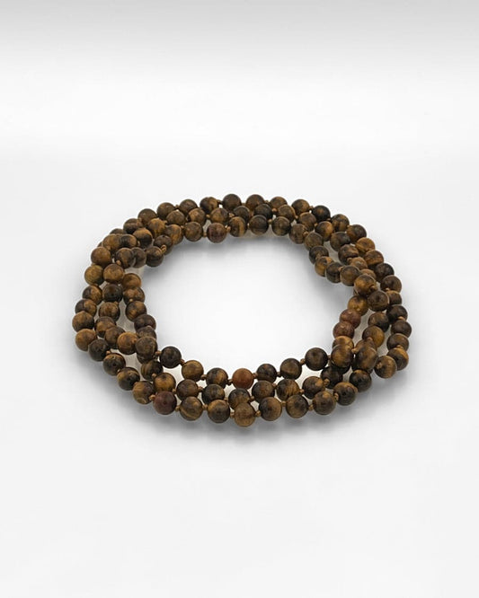 Brown Tiger Eye Bead Mala Necklace