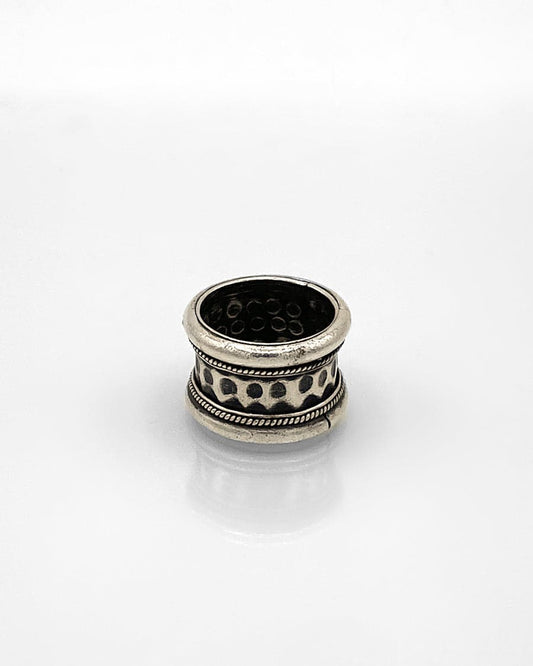 Dotted Barrel Sterling Silver Ring