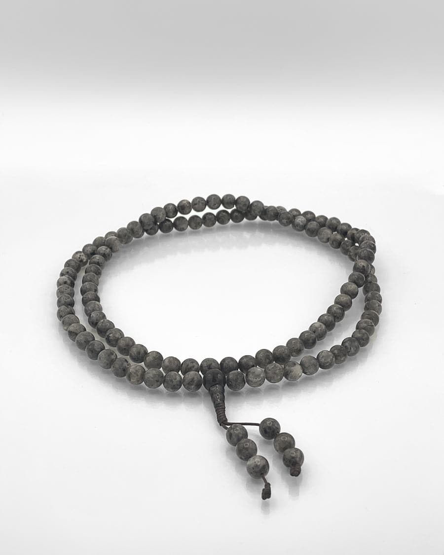 Grey Stone Agate Mala Bead Necklace