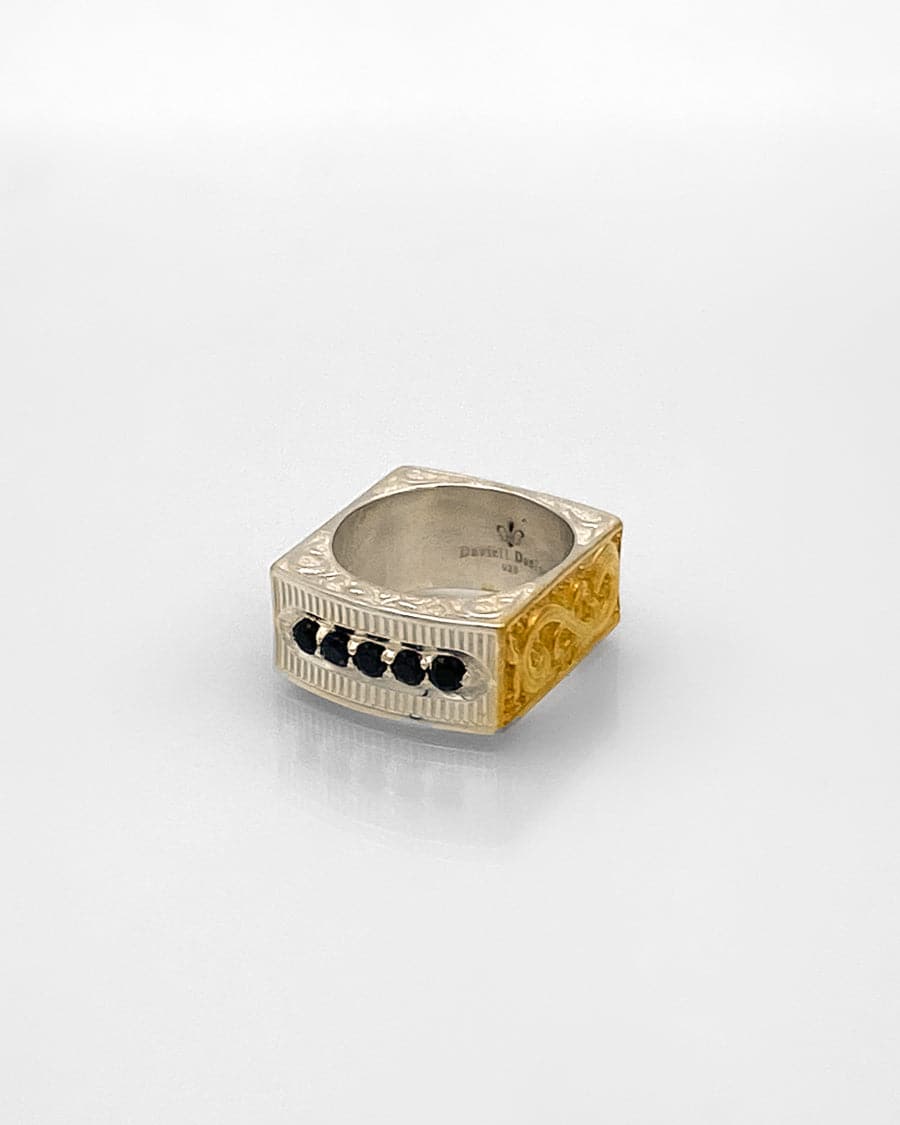 Sterling Silver, 18k Gold Plated, Square Ring