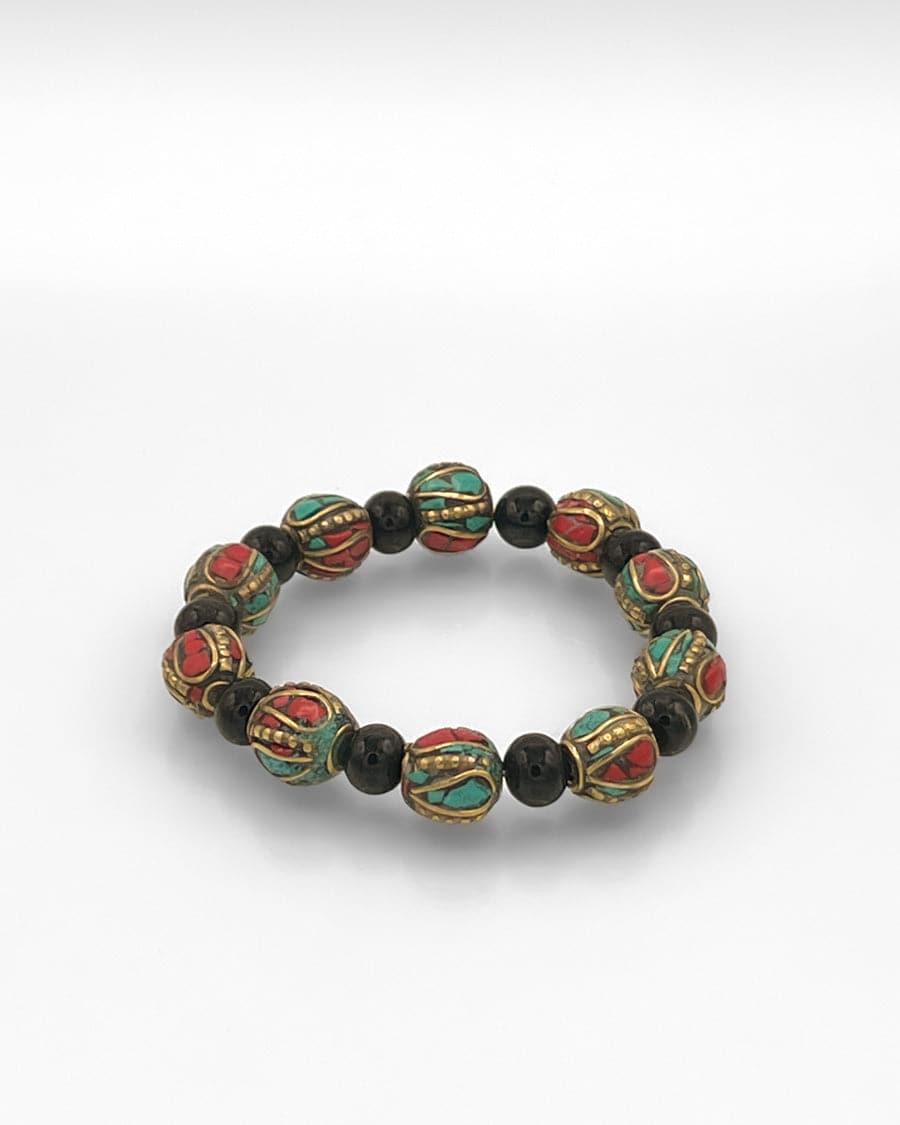 Tibetan and Obsidian Bead Bracelet