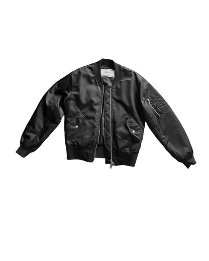 AMI ALEXANDRE MATTIUSSI — BLACK NYLON MA-1 BOMBER JACKET