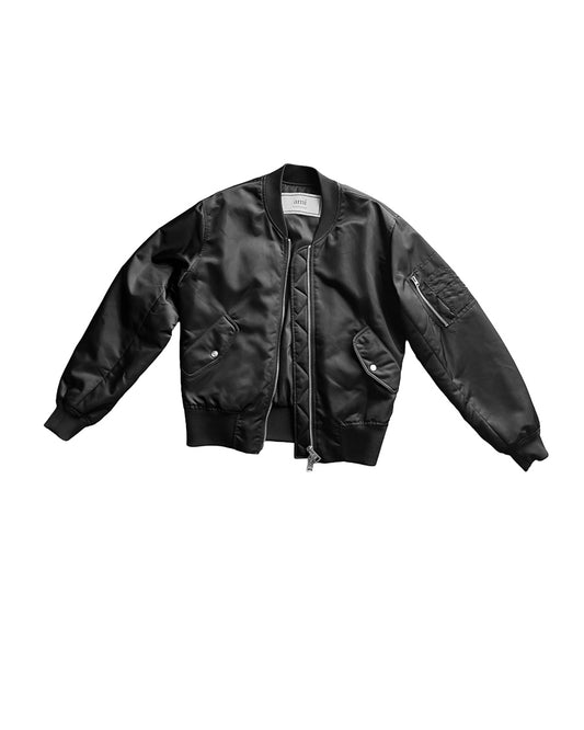 AMI ALEXANDRE MATTIUSSI — BLACK NYLON MA-1 BOMBER JACKET