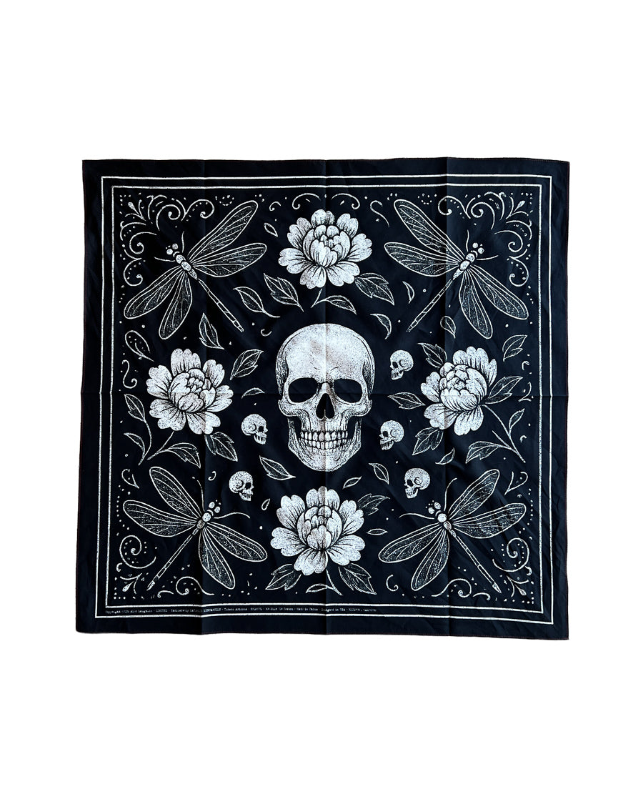 The Peonies, Dragonflies & Skulls Bandana ⚘