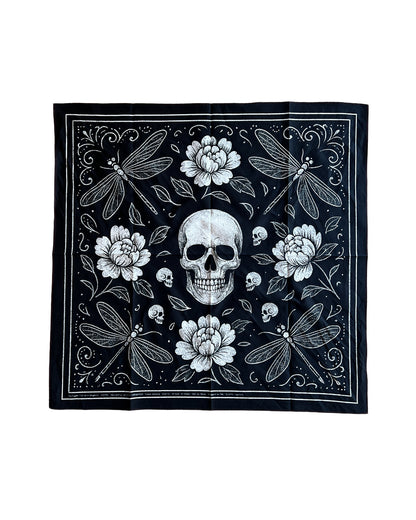 The Peonies, Dragonflies & Skulls Bandana ⚘