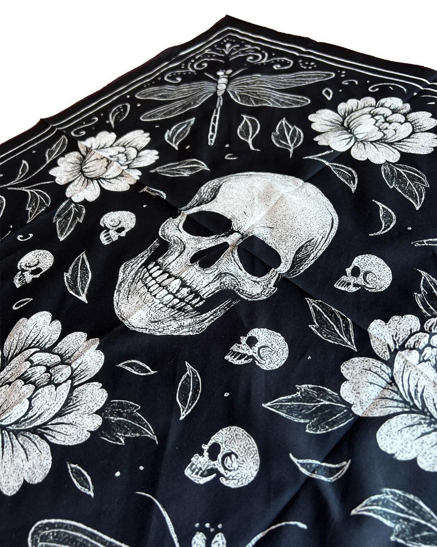 The Peonies, Dragonflies & Skulls Bandana ⚘