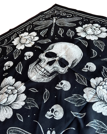 The Peonies, Dragonflies & Skulls Bandana ⚘