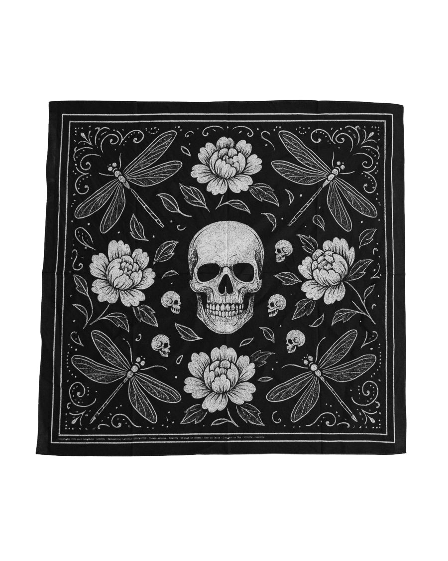 The Peonies, Dragonflies & Skulls Bandana ⚘