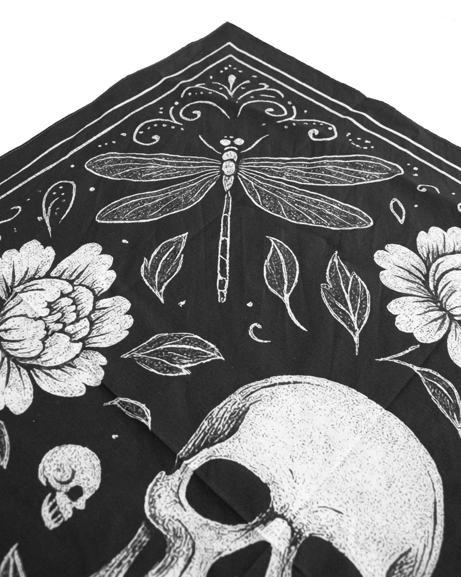 The Peonies, Dragonflies & Skulls Bandana ⚘