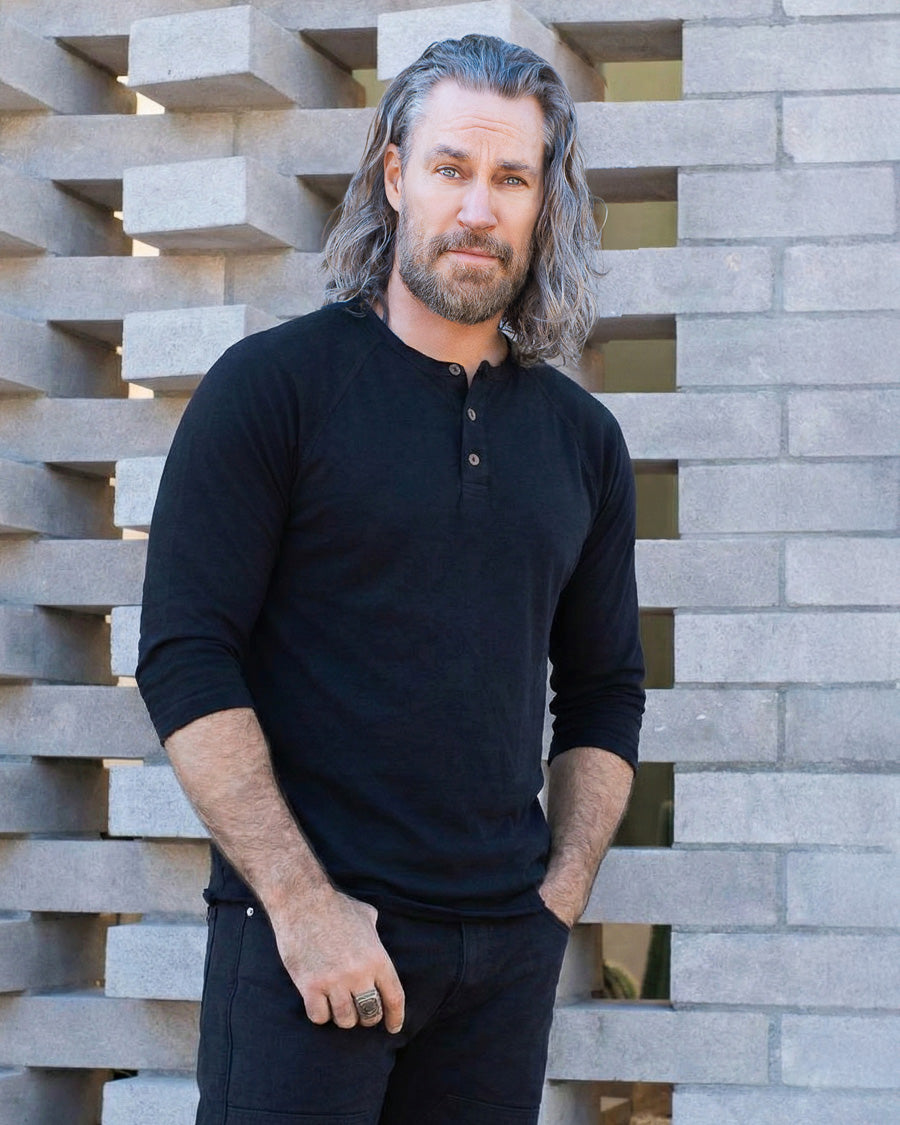 The Cotton ¾ Sleeve Raglan Henley