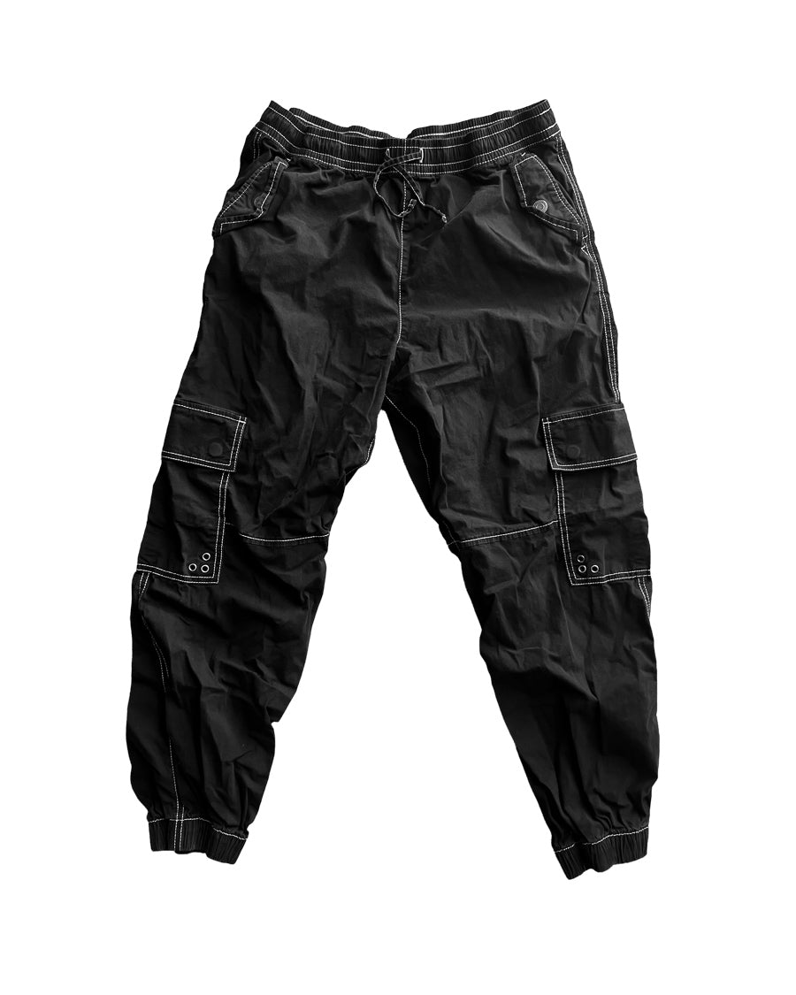 Black Large SO Parachute Jogger