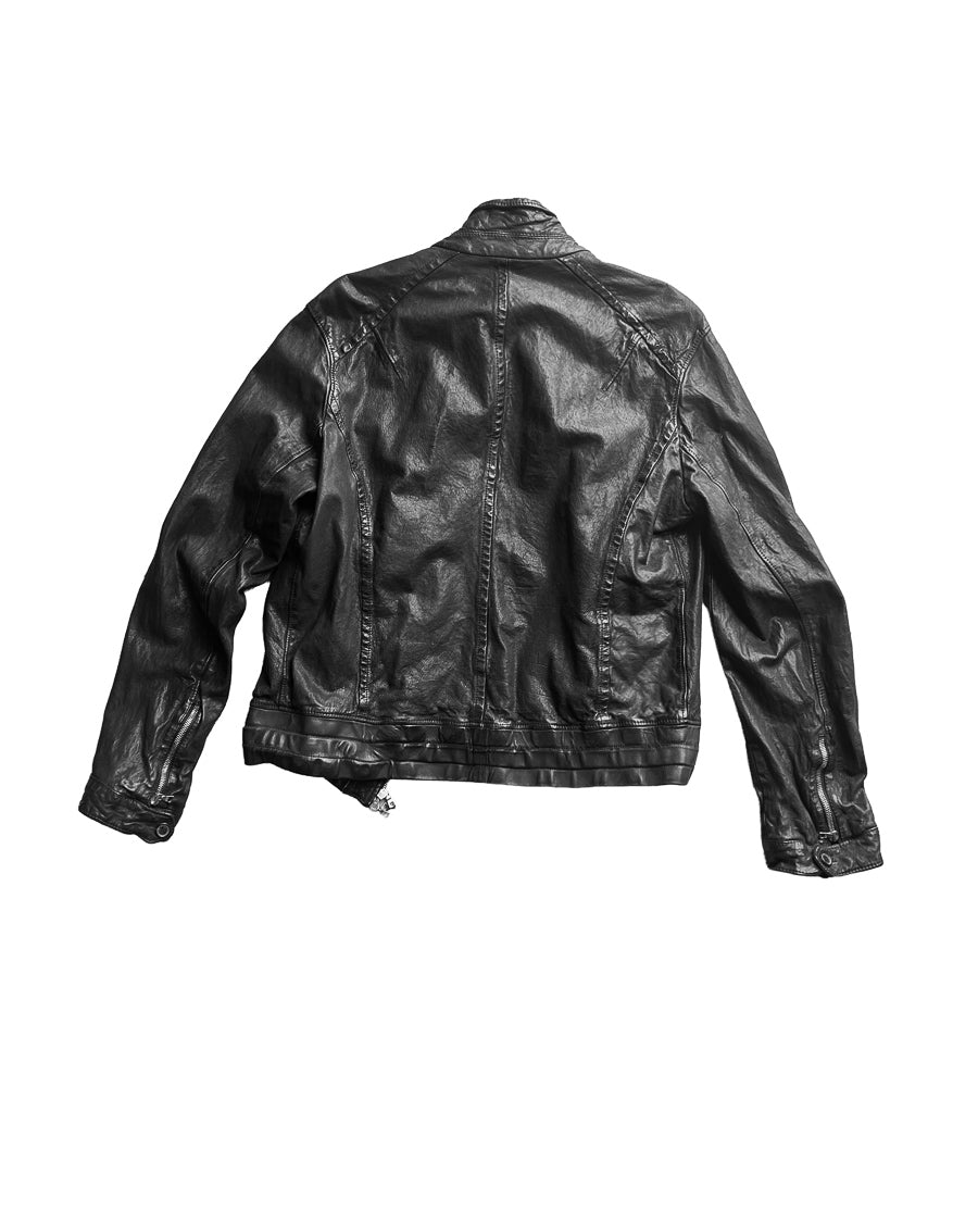 BUFFALO BY NEIL BARRETT — DISTRESSED LEATHER MILITARY JACKET