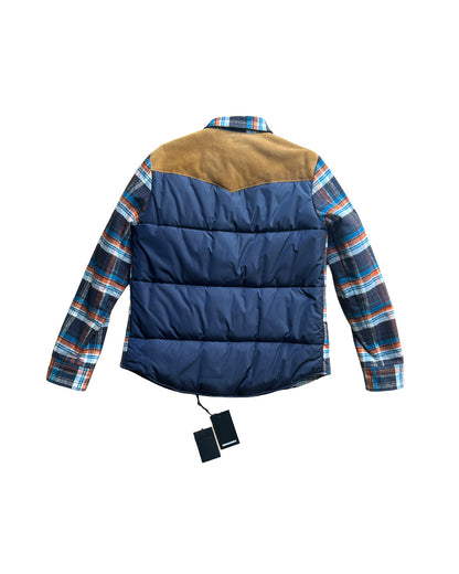 DSQUARED2 SUEDE-YOKE PADDED WESTERN FLANNEL SHIRT JACKET